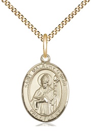 [8316GF/18G] 14kt Gold Filled Saint Malachy O'More Pendant on a 18 inch Gold Plate Light Curb chain
