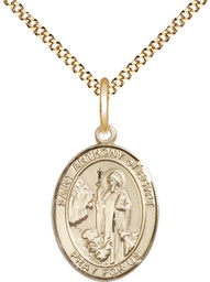 [8317GF/18G] 14kt Gold Filled Saint Anthony of Egypt Pendant on a 18 inch Gold Plate Light Curb chain