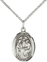 [8218SS/18SS] Sterling Silver Holy Family Pendant on a 18 inch Sterling Silver Light Curb chain