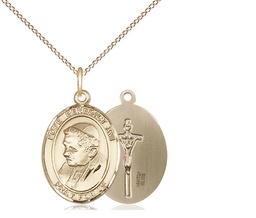 [8235GF/18GF] 14kt Gold Filled Pope Benedict XVI Pendant on a 18 inch Gold Filled Light Curb chain