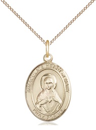 [8337GF/18GF] 14kt Gold Filled Immaculate Heart of Mary Pendant on a 18 inch Gold Filled Light Curb chain