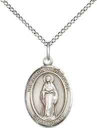 [8345SS/18SS] Sterling Silver Virgin of the Globe Pendant on a 18 inch Sterling Silver Light Curb chain