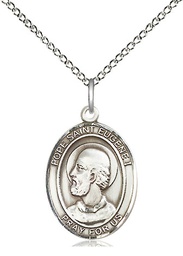 [8352SS/18SS] Sterling Silver Pope St Eugene I Pendant on a 18 inch Sterling Silver Light Curb chain