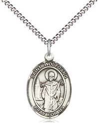 [8323SS/18S] Sterling Silver Saint Wolfgang Pendant on a 18 inch Light Rhodium Light Curb chain