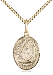 [8324GF/18G] 14kt Gold Filled Saint Edburga of Winchester Pendant on a 18 inch Gold Plate Light Curb chain
