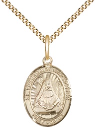 [8324GF/18G] 14kt Gold Filled Saint Edburga of Winchester Pendant on a 18 inch Gold Plate Light Curb chain