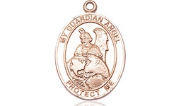 [8440KT] 14kt Gold Guardian Angel Protector Medal