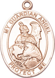 [8440KT] 14kt Gold Guardian Angel Protector Medal