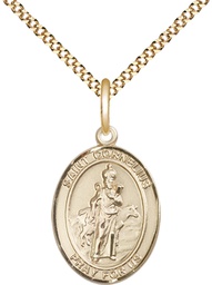 [8325GF/18G] 14kt Gold Filled Saint Cornelius Pendant on a 18 inch Gold Plate Light Curb chain