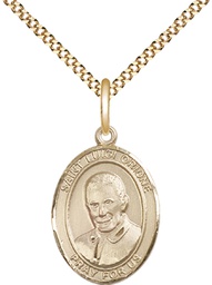 [8326GF/18G] 14kt Gold Filled Saint Luigi Orione Pendant on a 18 inch Gold Plate Light Curb chain