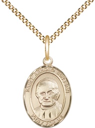 [8328GF/18G] 14kt Gold Filled Saint Arnold Janssen Pendant on a 18 inch Gold Plate Light Curb chain