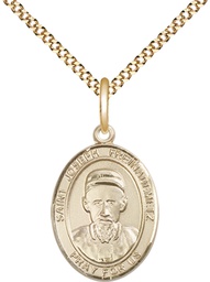 [8329GF/18G] 14kt Gold Filled Saint Joseph Freinademetz Pendant on a 18 inch Gold Plate Light Curb chain