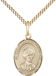 [8330GF/18G] 14kt Gold Filled Saint Louis Marie de Montfort Pendant on a 18 inch Gold Plate Light Curb chain
