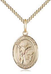 [8332GF/18G] 14kt Gold Filled Saint Kenneth Pendant on a 18 inch Gold Plate Light Curb chain