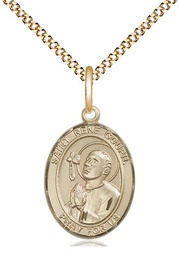 [8334GF/18G] 14kt Gold Filled Saint Rene Goupil Pendant on a 18 inch Gold Plate Light Curb chain