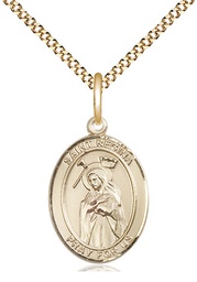 [8335GF/18G] 14kt Gold Filled Saint Regina Pendant on a 18 inch Gold Plate Light Curb chain