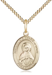 [8337GF/18G] 14kt Gold Filled Immaculate Heart of Mary Pendant on a 18 inch Gold Plate Light Curb chain