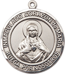 [8337RDSPSS] Sterling Silver Corazon Inmaculado de Maria Medal