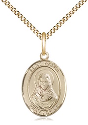 [8338GF/18G] 14kt Gold Filled Saint Rafka Pendant on a 18 inch Gold Plate Light Curb chain