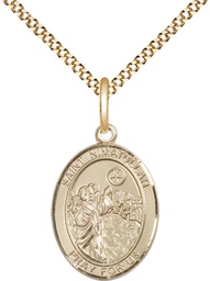 [8339GF/18G] 14kt Gold Filled Saint Nimatullah Pendant on a 18 inch Gold Plate Light Curb chain