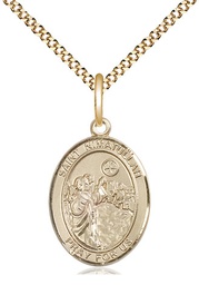 [8339GF/18G] 14kt Gold Filled Saint Nimatullah Pendant on a 18 inch Gold Plate Light Curb chain