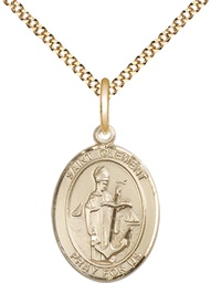 [8340GF/18G] 14kt Gold Filled Saint Clement Pendant on a 18 inch Gold Plate Light Curb chain
