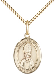 [8342GF/18G] 14kt Gold Filled Saint Anselm of Canterbury Pendant on a 18 inch Gold Plate Light Curb chain