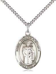 [8344SS/18S] Sterling Silver Saint Thomas A Becket Pendant on a 18 inch Light Rhodium Light Curb chain