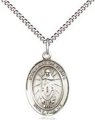 [8346SS/18S] Sterling Silver Our Lady of Tears Pendant on a 18 inch Light Rhodium Light Curb chain