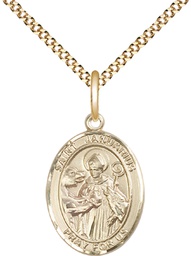 [8351GF/18G] 14kt Gold Filled Saint Januarius Pendant on a 18 inch Gold Plate Light Curb chain