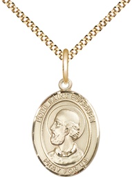 [8352GF/18G] 14kt Gold Filled Pope Saint Eugene I Pendant on a 18 inch Gold Plate Light Curb chain
