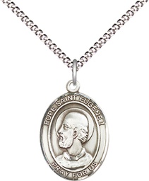 [8352SS/18S] Sterling Silver Pope St Eugene I Pendant on a 18 inch Light Rhodium Light Curb chain