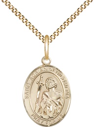 [8353GF/18G] 14kt Gold Filled Saint Adrian of Nicomedia Pendant on a 18 inch Gold Plate Light Curb chain