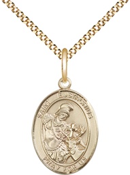 [8356GF/18G] 14kt Gold Filled Saint Eustachius Pendant on a 18 inch Gold Plate Light Curb chain