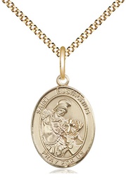 [8356GF/18G] 14kt Gold Filled Saint Eustachius Pendant on a 18 inch Gold Plate Light Curb chain