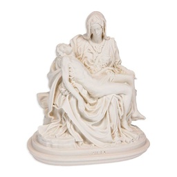 [HI-1835M] 4-1/2&quot; Pieta Statue In White Alabaster