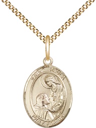 [8359GF/18G] 14kt Gold Filled Saint Paula Pendant on a 18 inch Gold Plate Light Curb chain