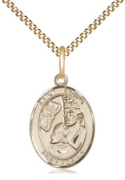 [8361GF/18G] 14kt Gold Filled Saint Edwin Pendant on a 18 inch Gold Plate Light Curb chain