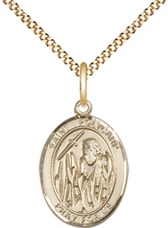 [8363GF/18G] 14kt Gold Filled Saint Polycarp of Smyrna Pendant on a 18 inch Gold Plate Light Curb chain