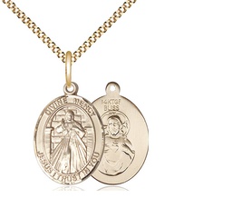[8366GF/18G] 14kt Gold Filled Divine Mercy Pendant on a 18 inch Gold Plate Light Curb chain