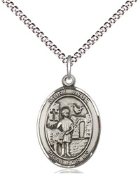 [8368SS/18S] Sterling Silver Saint Vitus Pendant on a 18 inch Light Rhodium Light Curb chain