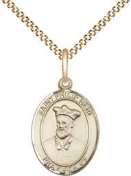 [8369GF/18G] 14kt Gold Filled Saint Philip Neri Pendant on a 18 inch Gold Plate Light Curb chain