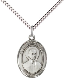 [8370SS/18S] Sterling Silver Saint John Berchmans Pendant on a 18 inch Light Rhodium Light Curb chain