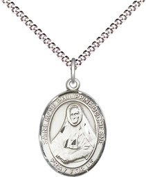 [8371SS/18S] Sterling Silver Saint Rose Philippine Pendant on a 18 inch Light Rhodium Light Curb chain