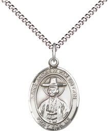 [8373SS/18S] Sterling Silver Saint Andrew Kim Taegon Pendant on a 18 inch Light Rhodium Light Curb chain