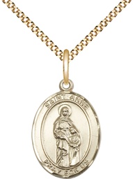 [8374GF/18G] 14kt Gold Filled Saint Anne Pendant on a 18 inch Gold Plate Light Curb chain