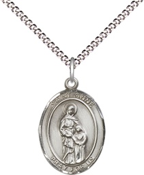 [8374SS/18S] Sterling Silver Saint Anne Pendant on a 18 inch Light Rhodium Light Curb chain