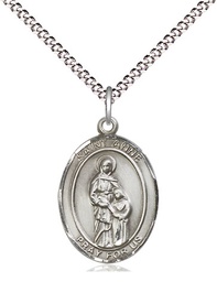 [8374SS/18S] Sterling Silver Saint Anne Pendant on a 18 inch Light Rhodium Light Curb chain