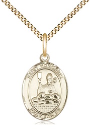 [8376GF/18G] 14kt Gold Filled Saint Honorius of Amiens Pendant on a 18 inch Gold Plate Light Curb chain