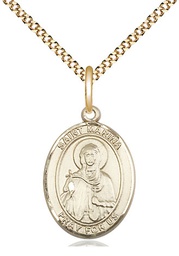 [8379GF/18G] 14kt Gold Filled Saint Marina Pendant on a 18 inch Gold Plate Light Curb chain